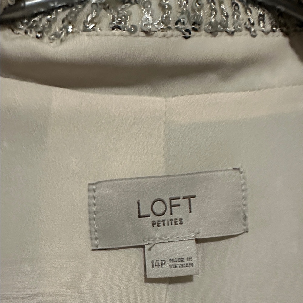 LOFT Sparkling Sequin Blazer in Cream - Picture 5 of 6